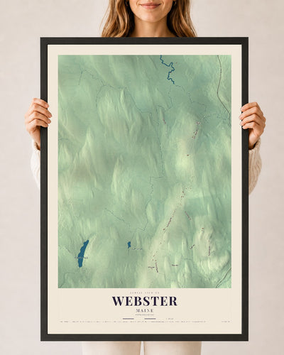 Webster, Maine map print - 24 x 36 black Ayous wood frame