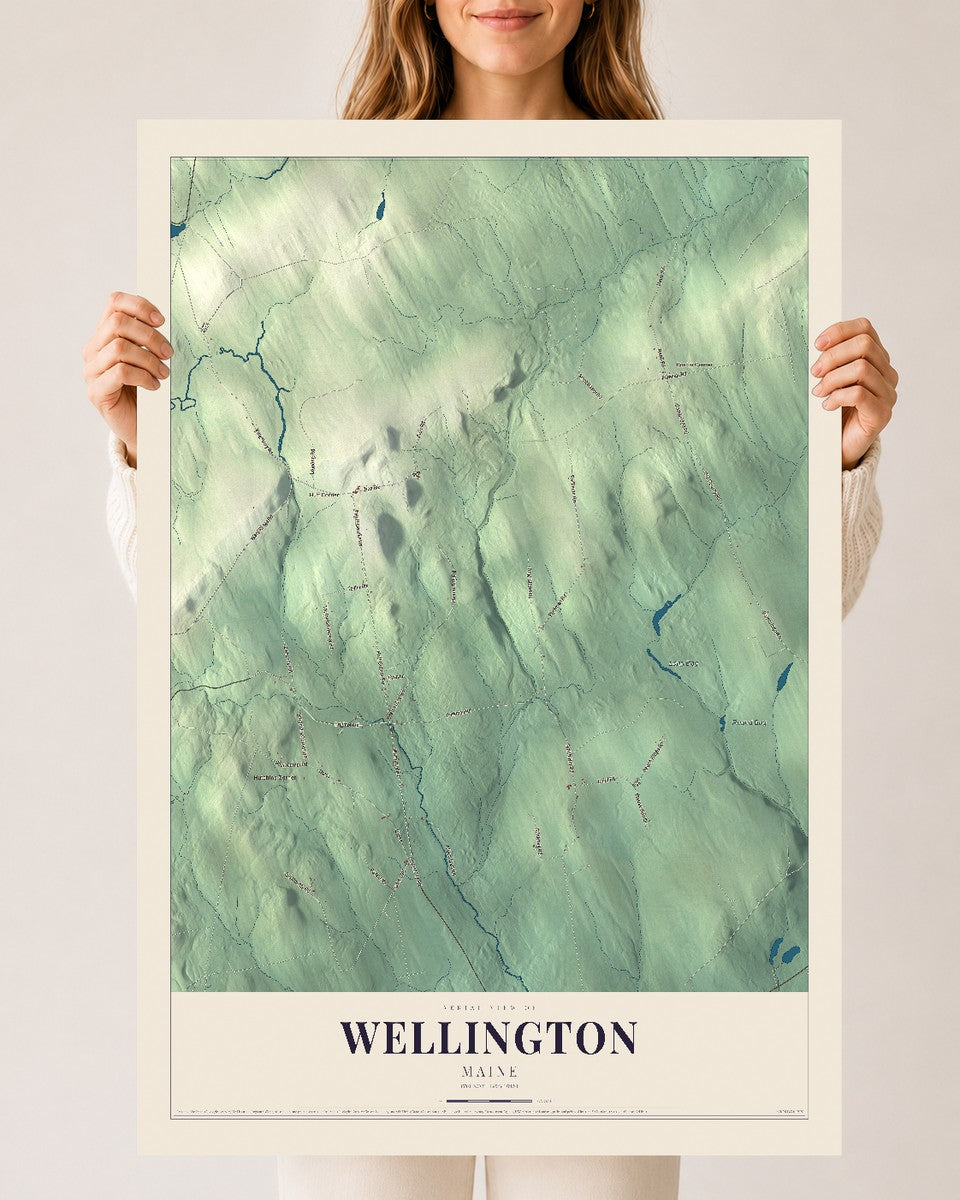 Wellington, Maine map print - 24 x 36 archival matte print