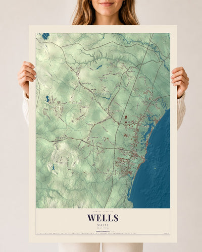 Wells, Maine map print - 24 x 36 archival matte print