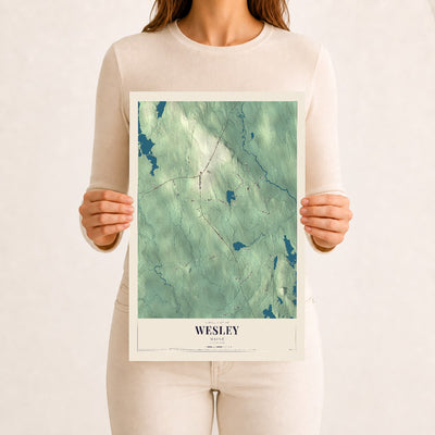Wesley, Maine map print - 12 x 18 archival matte print