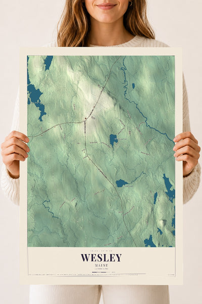 Wesley, Maine map print - 18 x 24 archival matte print