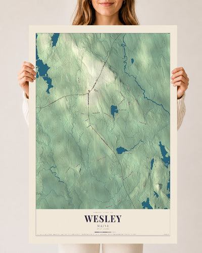 Wesley, Maine map print - 24 x 36 archival matte print