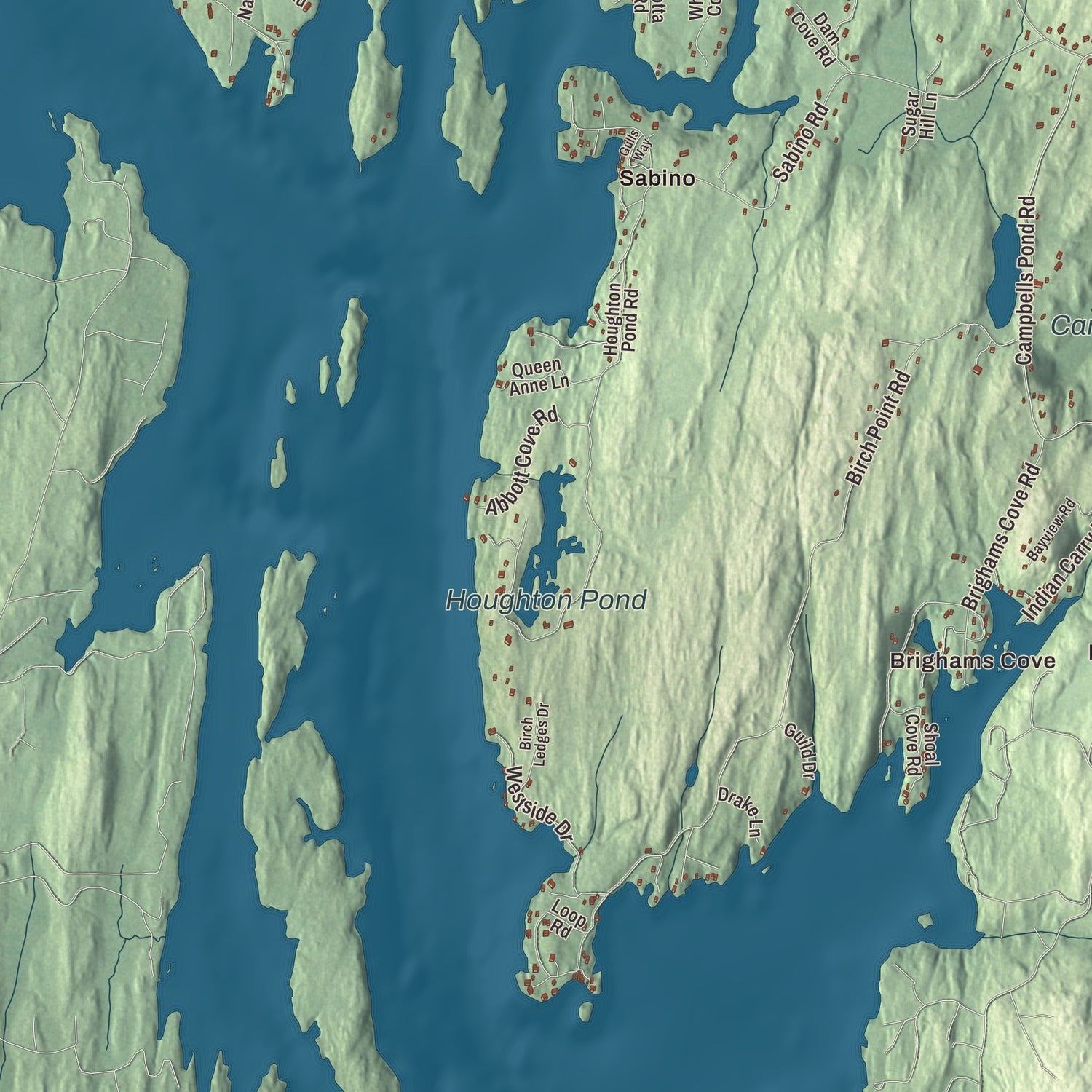 Terrain and local geography detail from the West Bath, Maine map