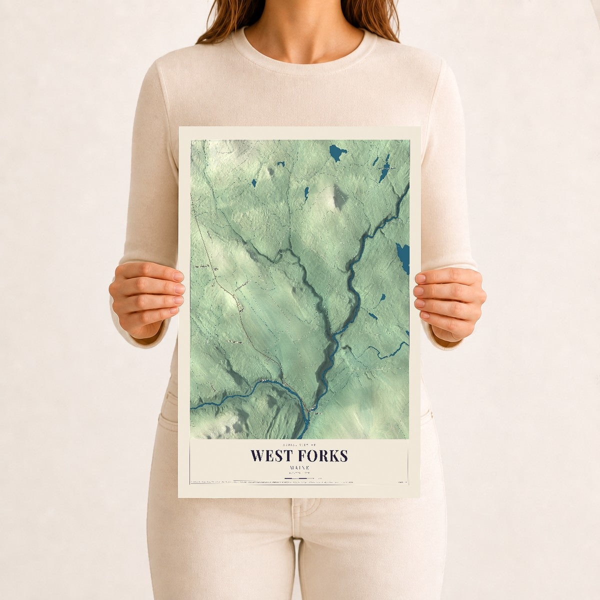 West Forks, Maine map print - 12 x 18 archival matte print