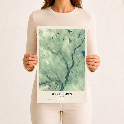 West Forks, Maine map print - 12 x 18 archival matte print
