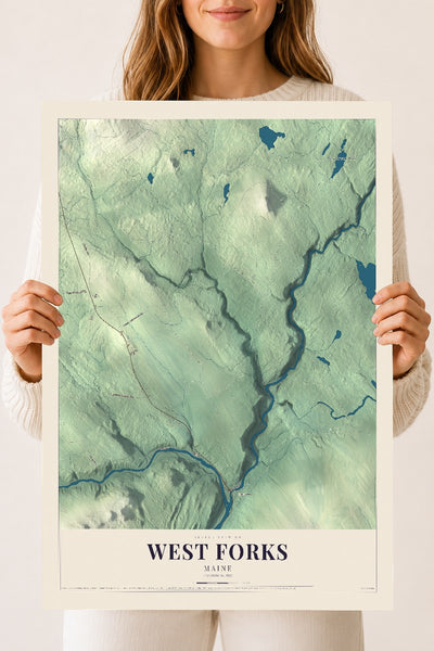 West Forks, Maine map print - 18 x 24 archival matte print