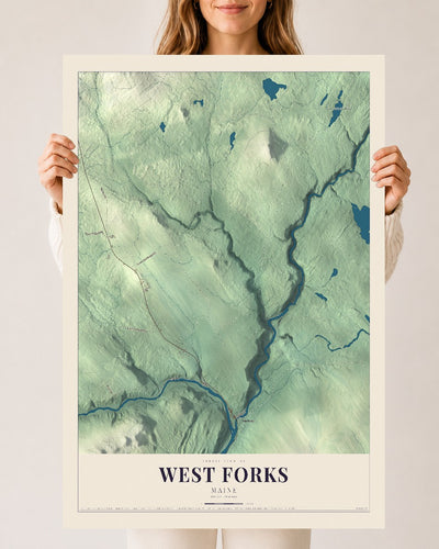 West Forks, Maine map print - 24 x 36 archival matte print