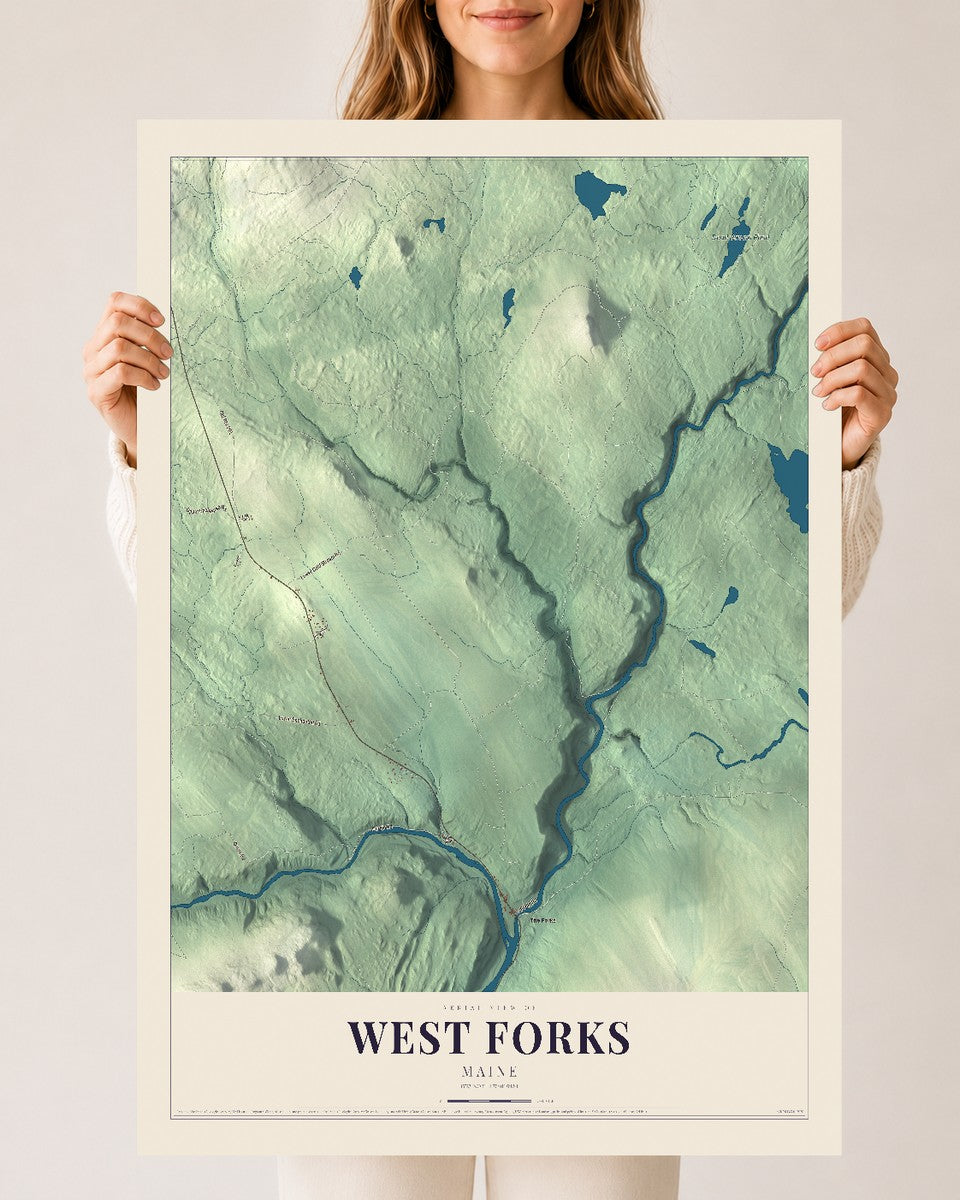 West Forks, Maine map print - 24 x 36 archival matte print
