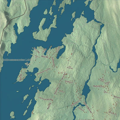 Terrain and local geography detail from the West Gardiner, Maine map