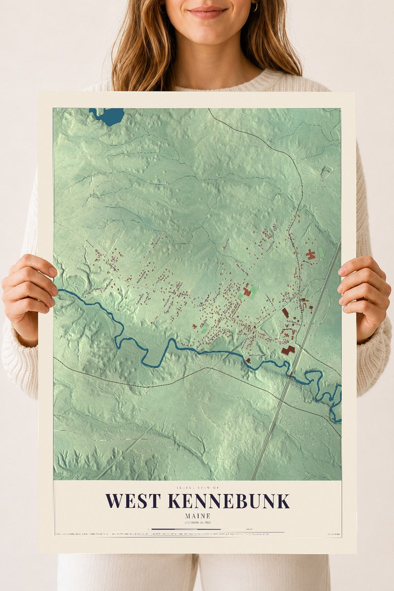 West Kennebunk, Maine map print - 18 x 24 archival matte print