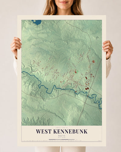 West Kennebunk, Maine map print - 24 x 36 archival matte print