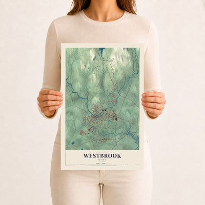 Westbrook, Maine map print - 12 x 18 archival matte print