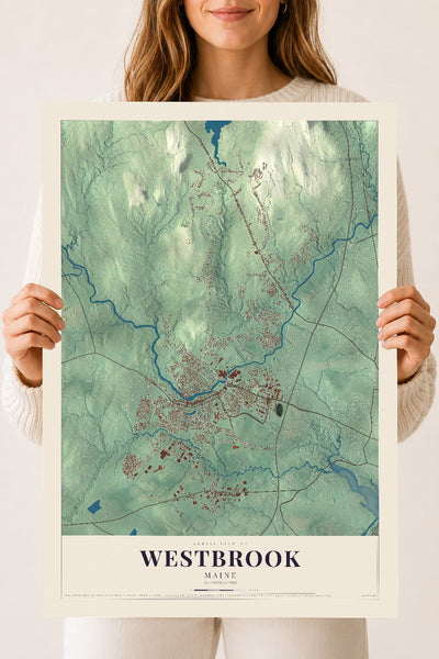 Westbrook, Maine map print - 18 x 24 archival matte print