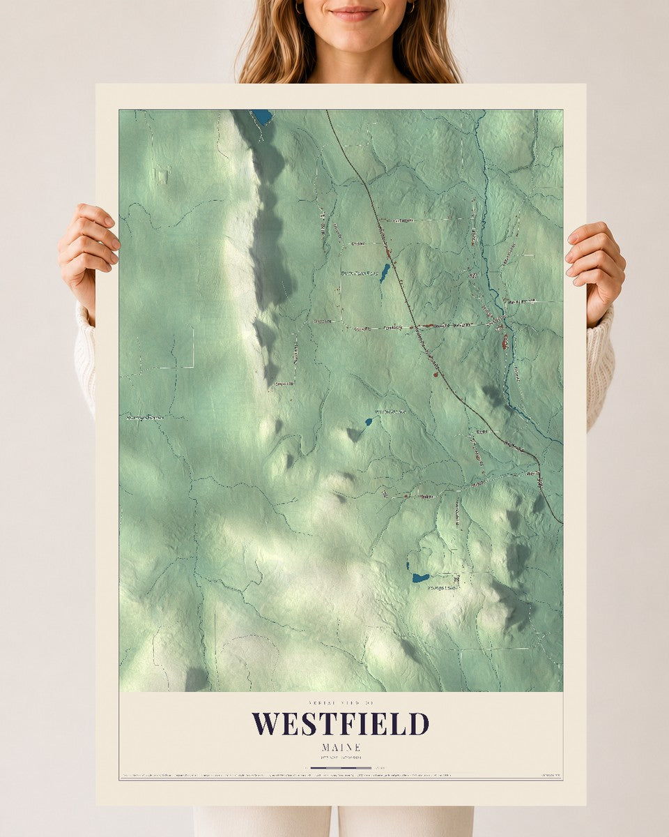 Westfield, Maine map print - 24 x 36 archival matte print