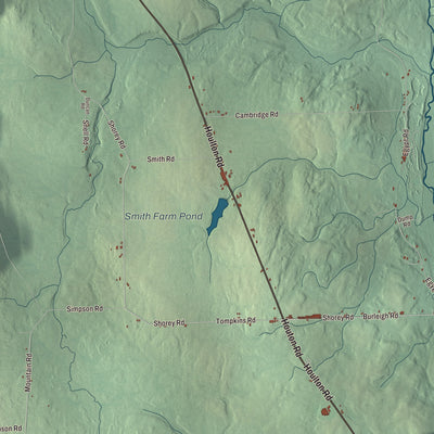 Terrain and local geography detail from the Westfield, Maine map