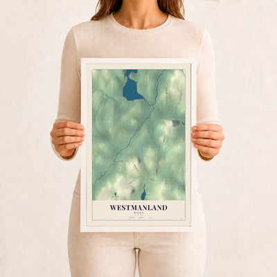 Westmanland, Maine map print - 12 x 18 white Ayous wood frame