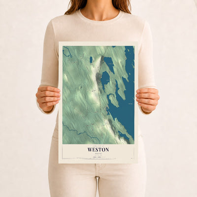 Weston, Maine map print - 12 x 18 archival matte print