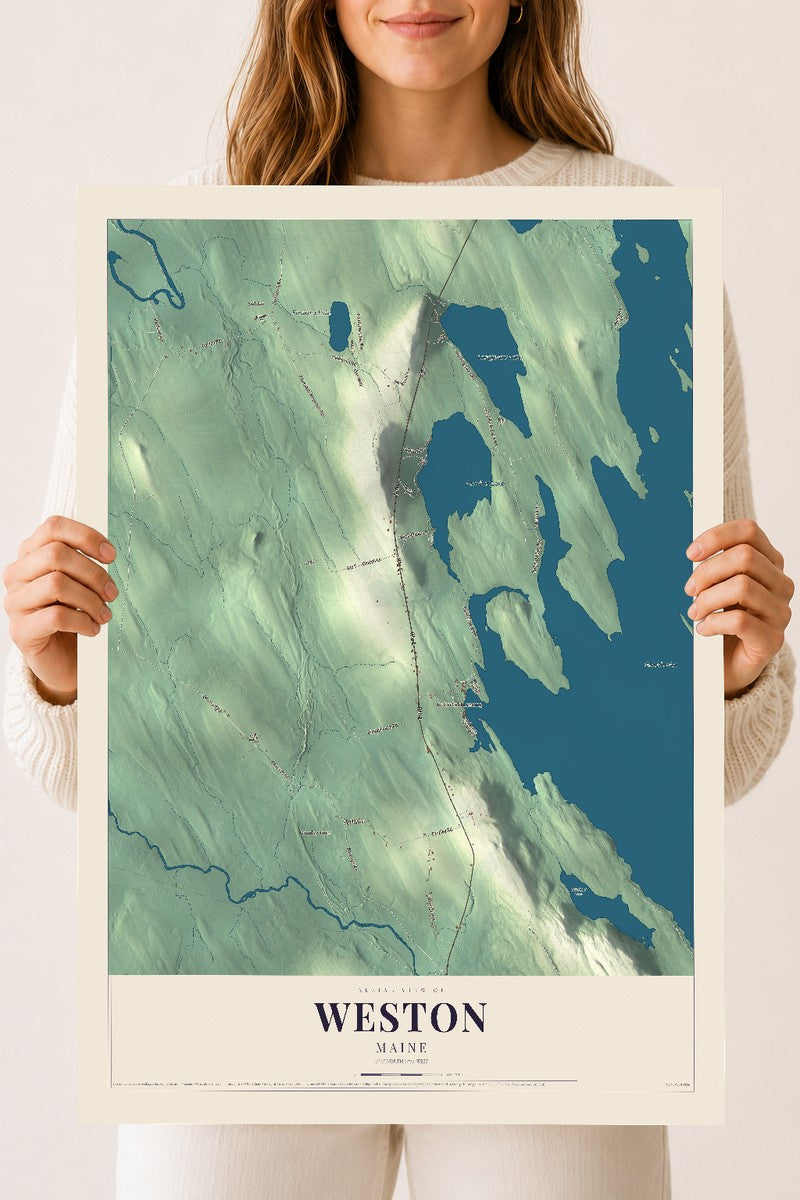 Weston, Maine map print - 18 x 24 archival matte print