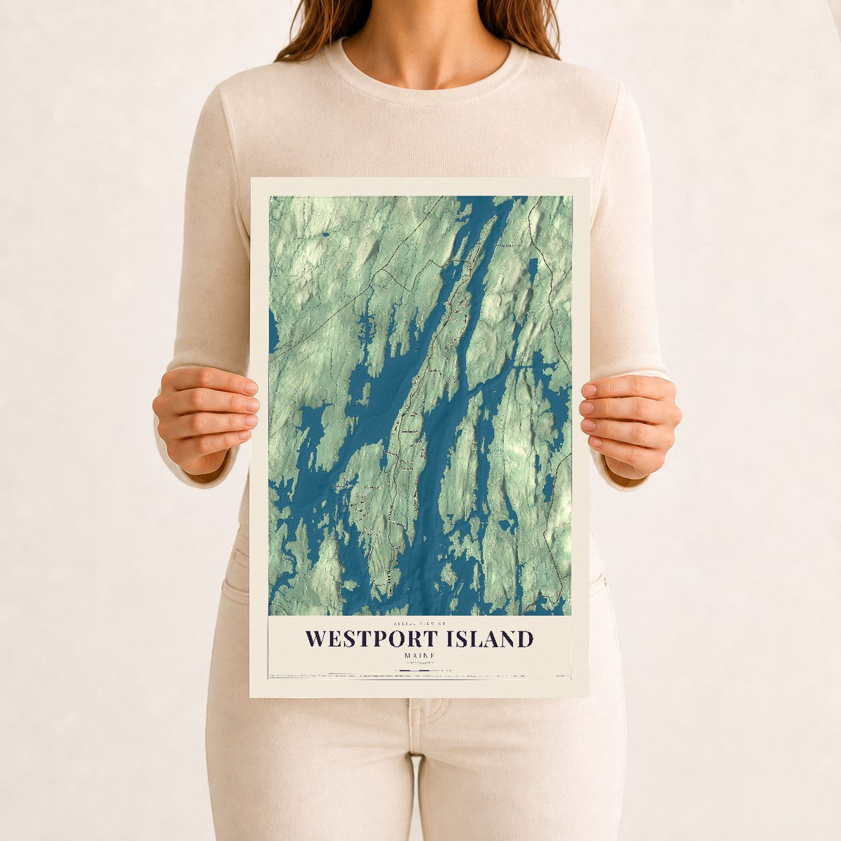 Westport Island, Maine map print - 12 x 18 archival matte print