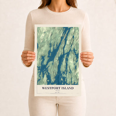 Westport Island, Maine map print - 12 x 18 archival matte print