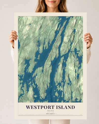 Westport Island, Maine map print - 24 x 36 archival matte print