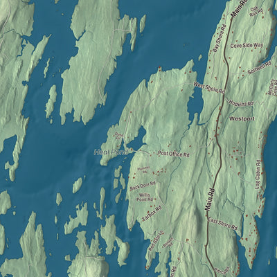 Terrain and local geography detail from the Westport Island, Maine map
