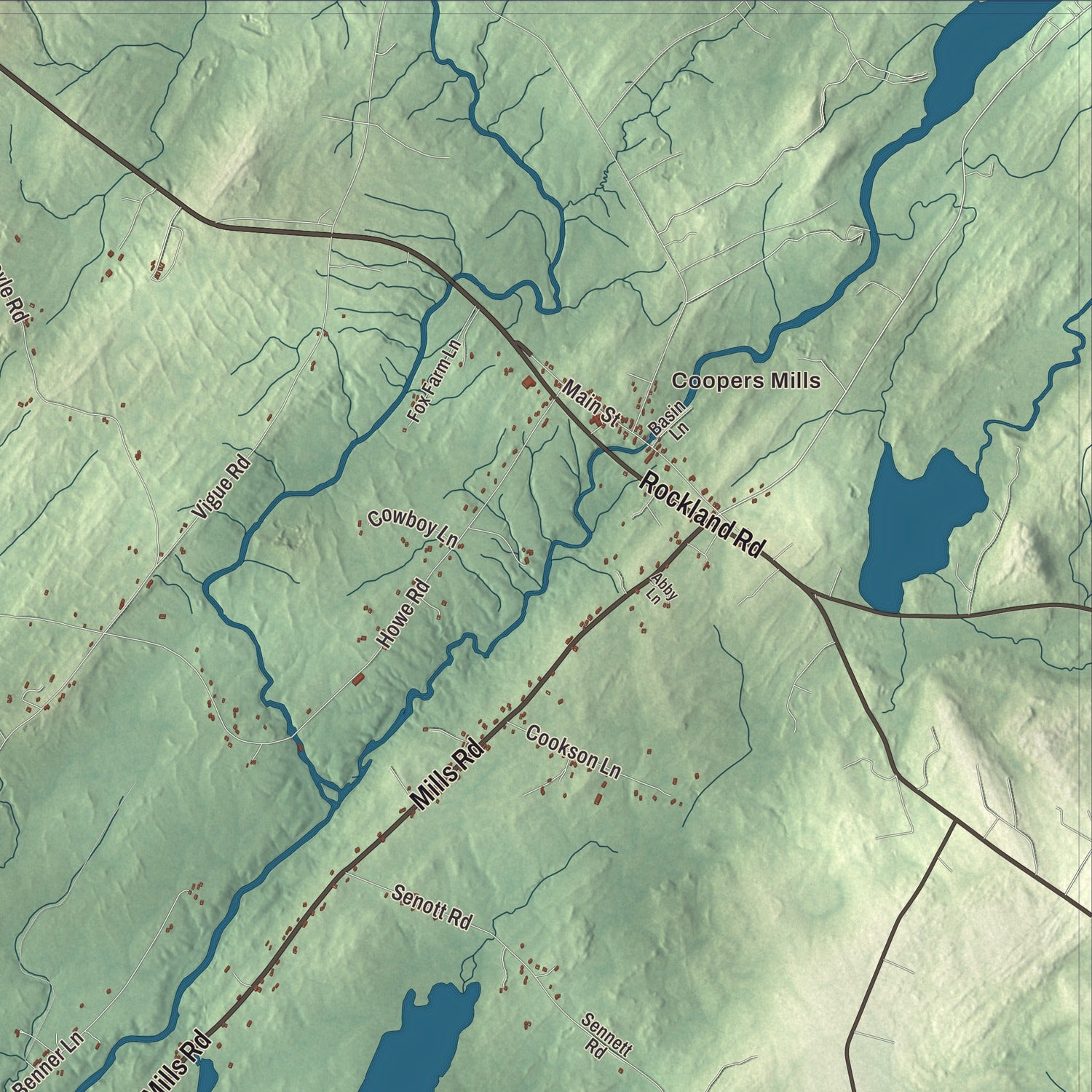 Street and neighborhood detail from the Whitefield, Maine map