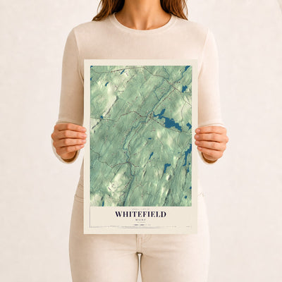 Whitefield, Maine map print - 12 x 18 archival matte print