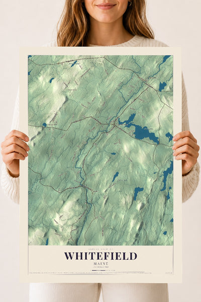 Whitefield, Maine map print - 18 x 24 archival matte print