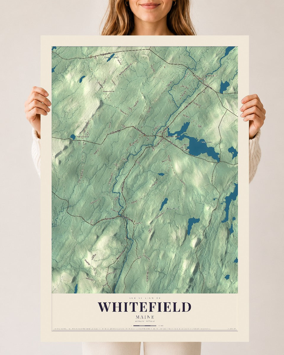 Whitefield, Maine map print - 24 x 36 archival matte print