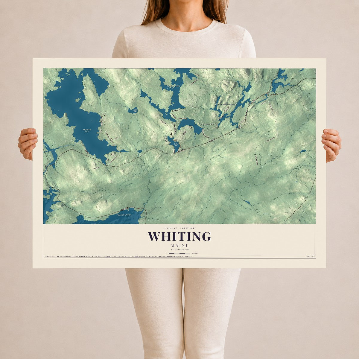Whiting, Maine map print - 24 x 36 archival matte print