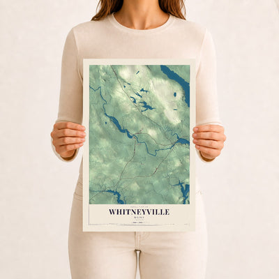 Whitneyville, Maine map print - 12 x 18 archival matte print