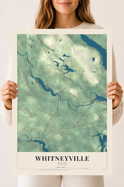 Whitneyville, Maine map print - 18 x 24 archival matte print