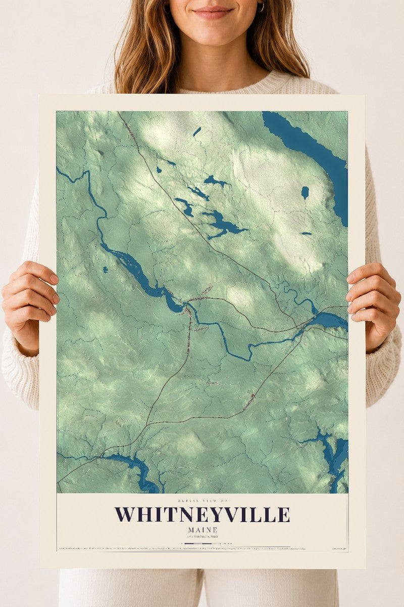 Whitneyville, Maine map print - 18 x 24 archival matte print