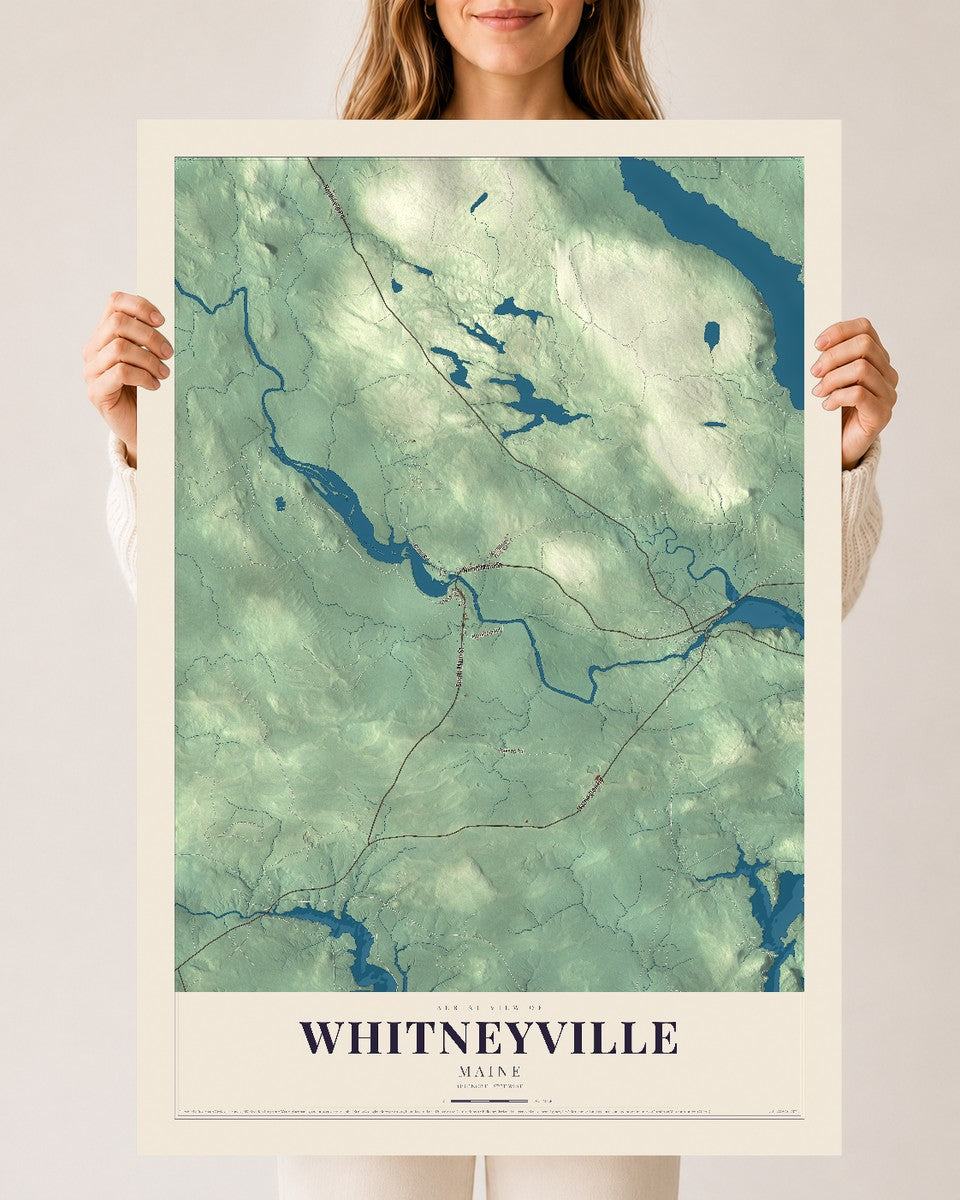 Whitneyville, Maine map print - 24 x 36 archival matte print