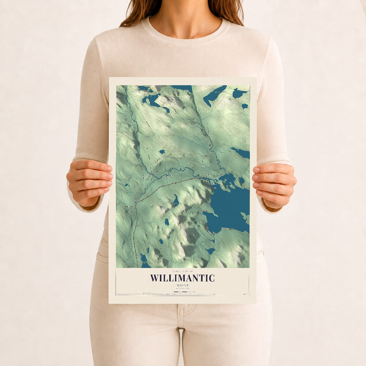 Willimantic, Maine map print - 12 x 18 archival matte print