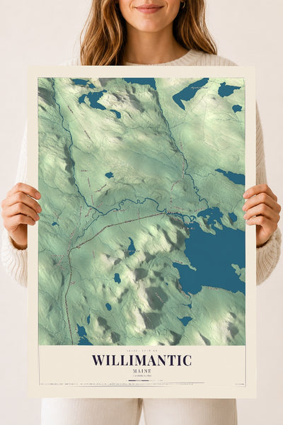 Willimantic, Maine map print - 18 x 24 archival matte print