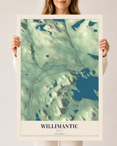 Willimantic, Maine map print - 24 x 36 archival matte print