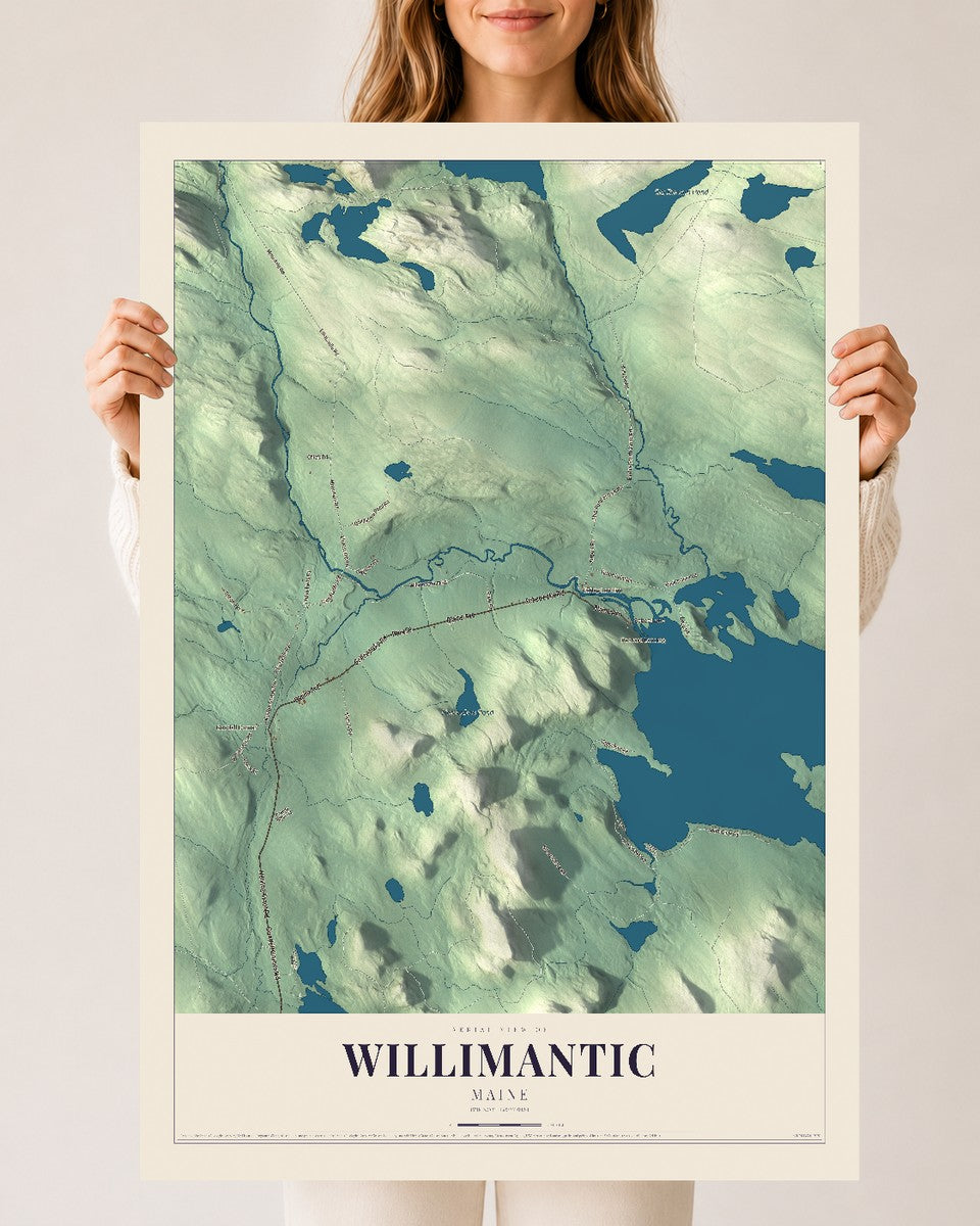 Willimantic, Maine map print - 24 x 36 archival matte print