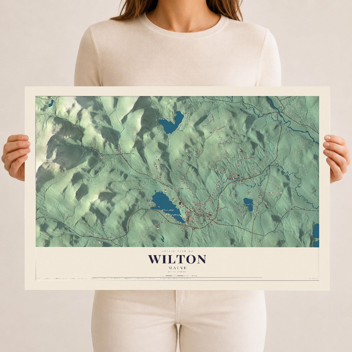 Wilton, Maine map print - 12 x 18 archival matte print