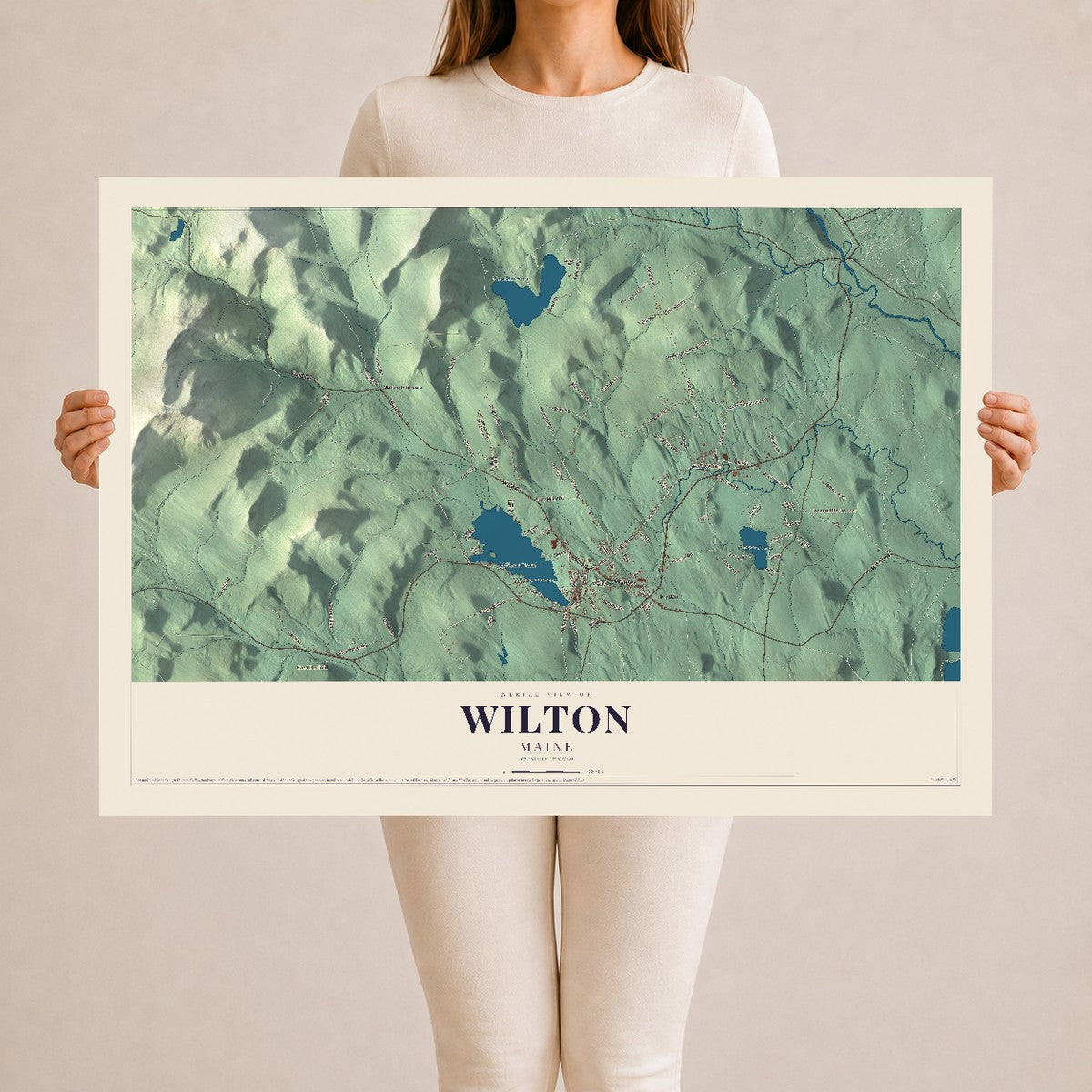 Wilton, Maine map print - 24 x 36 archival matte print