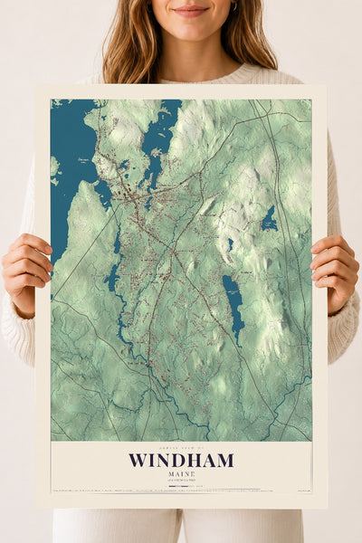 Windham, Maine map print - 18 x 24 archival matte print