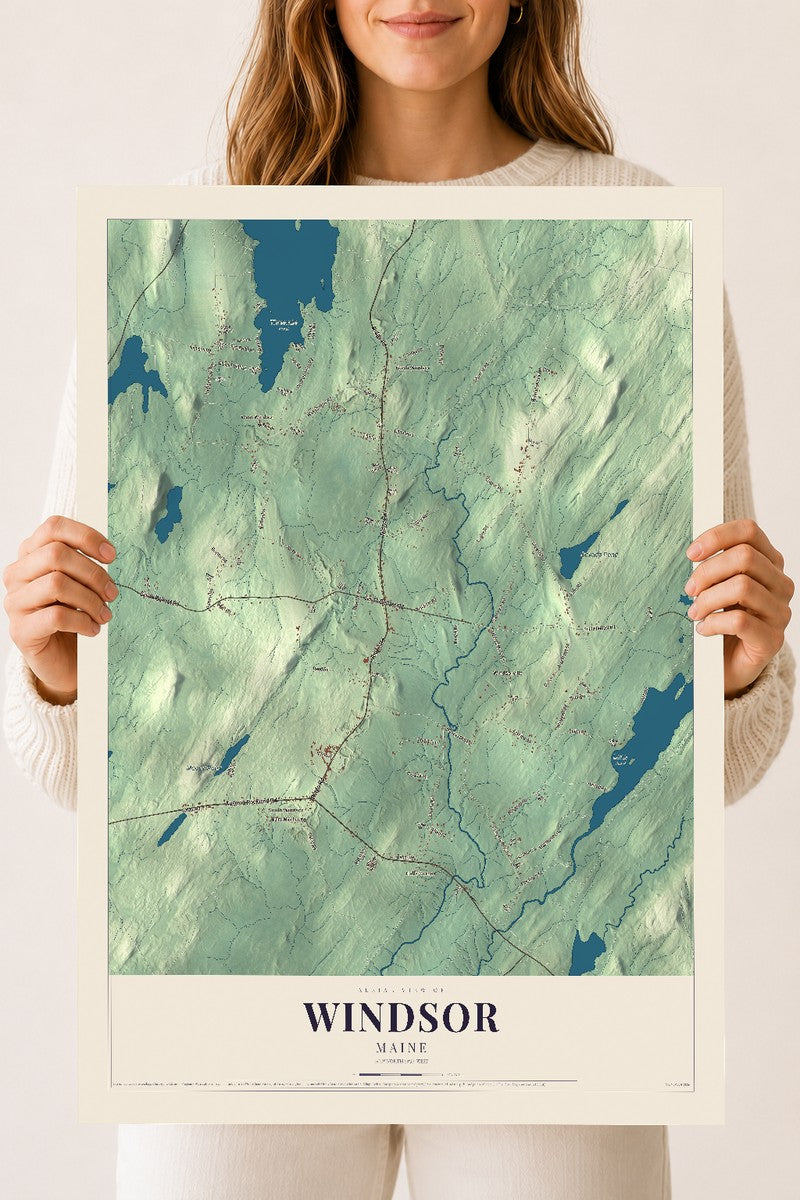 Windsor, Maine map print - 18 x 24 archival matte print