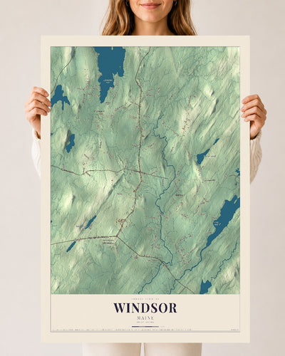 Windsor, Maine map print - 24 x 36 archival matte print