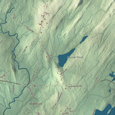 Terrain and local geography detail from the Windsor, Maine map