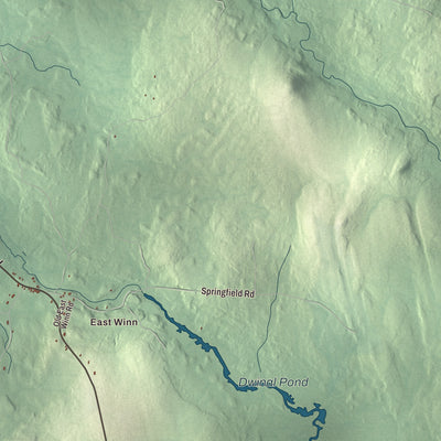 Terrain and local geography detail from the Winn, Maine map
