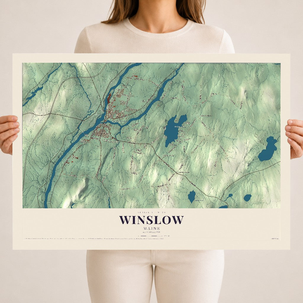 Winslow, Maine map print - 18 x 24 archival matte print