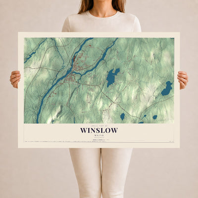 Winslow, Maine map print - 24 x 36 archival matte print