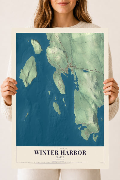 Winter Harbor, Maine map print - 18 x 24 archival matte print