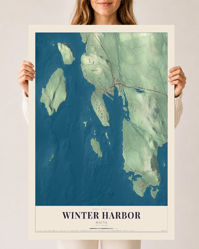 Winter Harbor, Maine map print - 24 x 36 archival matte print